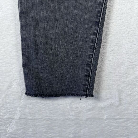 Madewell Womens 9" Mid Rise Skinny Jeans Size 31P Raw Hem Distressed Black Denim - Picture 5 of 14